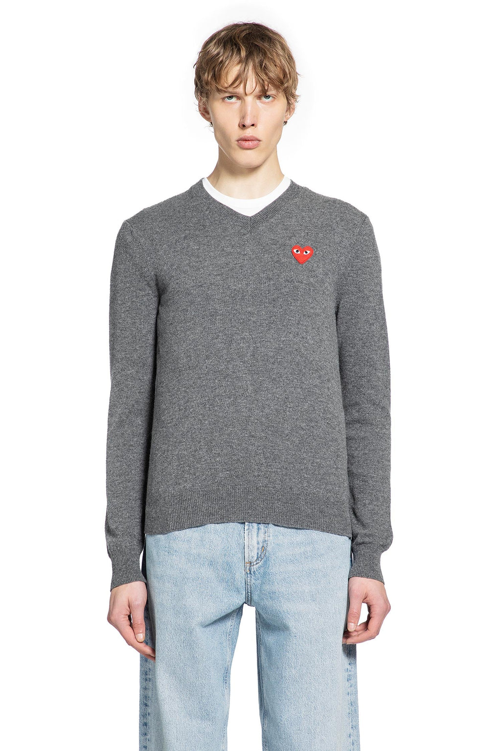 Оригінальна Heart V-Neck Sweater In Wool Comme des garcons – вид ззаду
