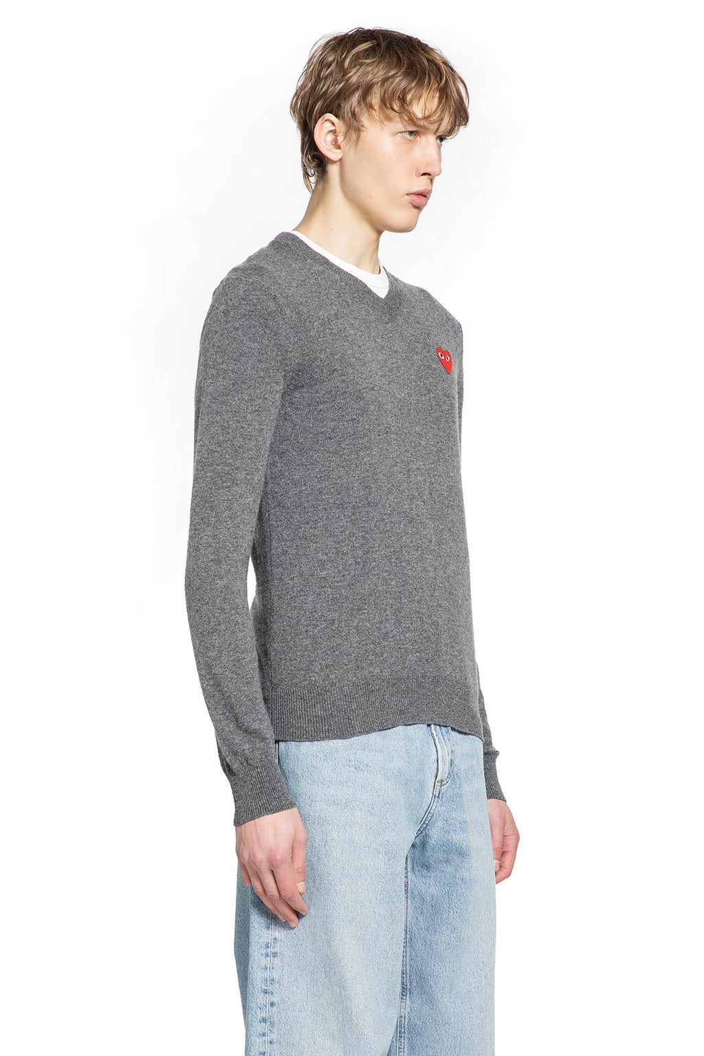 Оригінальна Heart V-Neck Sweater In Wool Comme des garcons – детальний вид