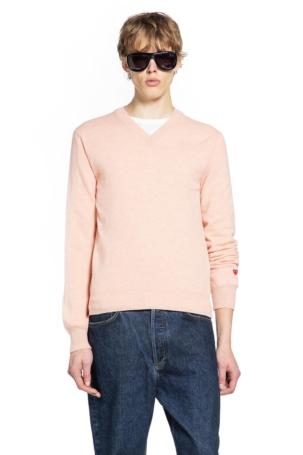 Оригінальна Heart V-Neck Sweater In Wool Comme des garcons – боковий вид