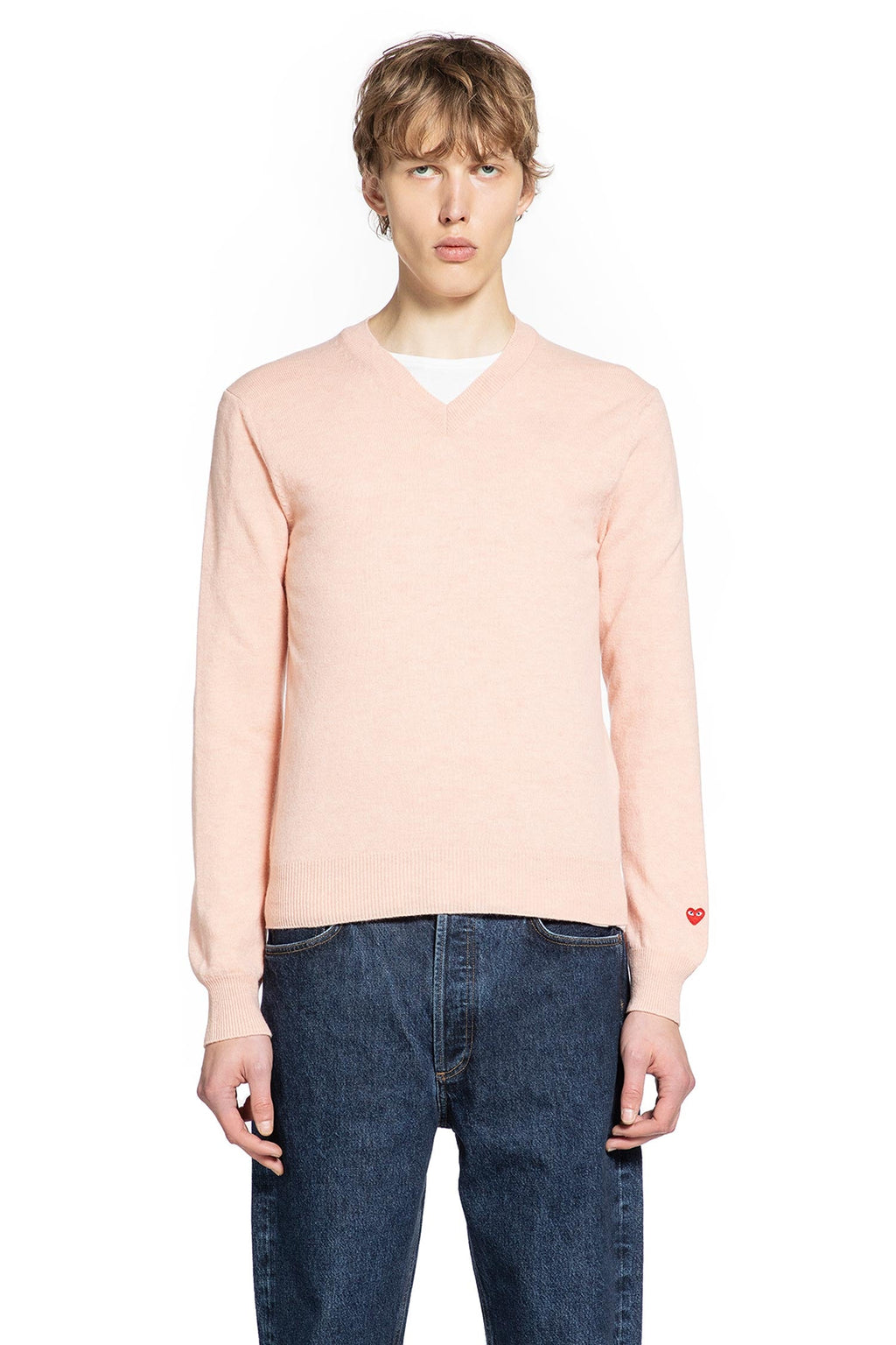 Оригінальна Heart V-Neck Sweater In Wool Comme des garcons – вид ззаду