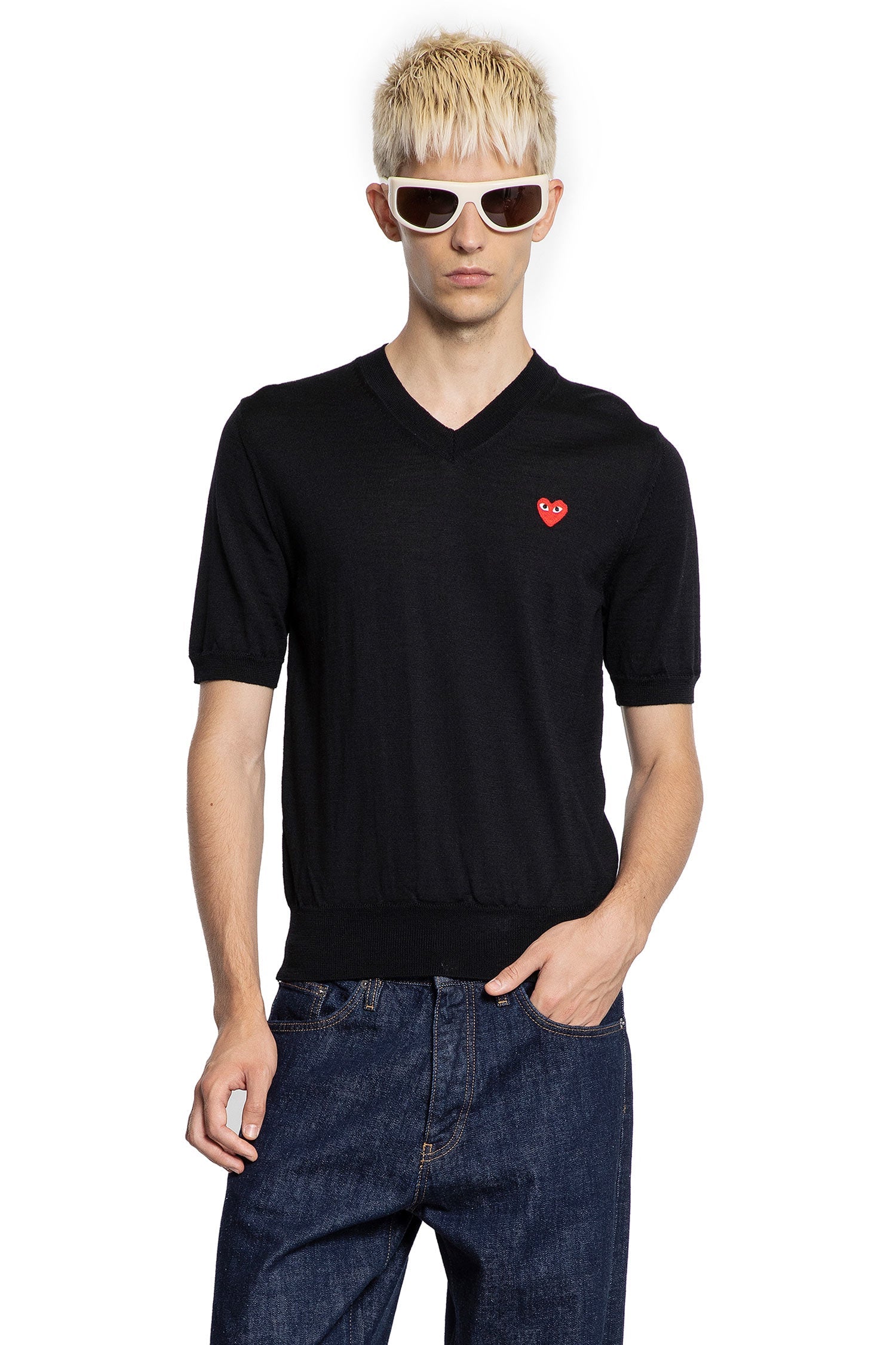 Heart Wool Knit Short Sleeve Tee Comme des garcons – Гарантія оригінальності – боковий вид