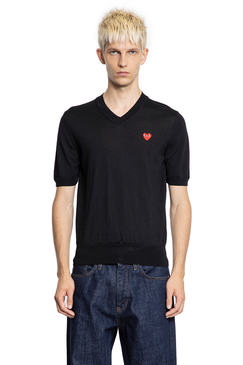 Heart Wool Knit Short Sleeve Tee Comme des garcons – Гарантія оригінальності – вид ззаду