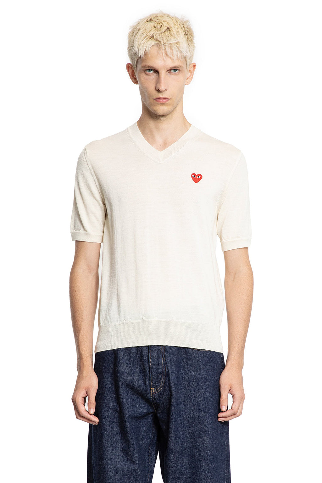 Heart Wool Knit Short Sleeve Tee Comme des garcons – Гарантія оригінальності – вид ззаду
