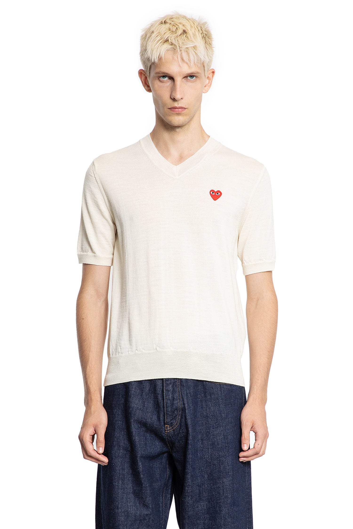 Heart Wool Knit Short Sleeve Tee Comme des garcons – Гарантія оригінальності – вид ззаду