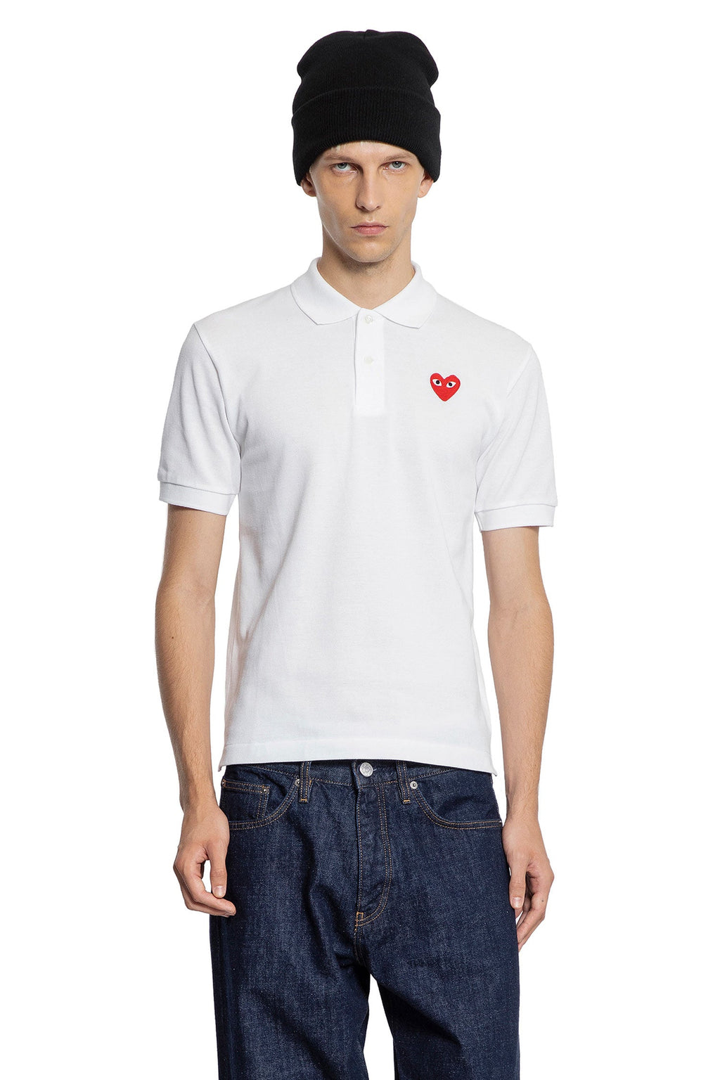 Оригінальна Red Heart Cotton Piqué Polo Shirt Comme des garcons – боковий вид