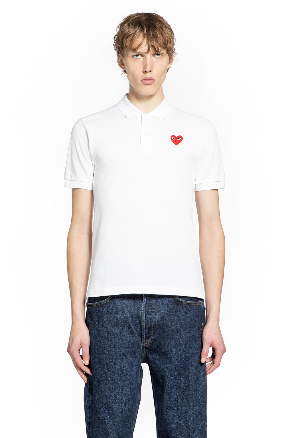 Оригінальна Heart Cotton Piqué Polo Shirt Comme des garcons – боковий вид