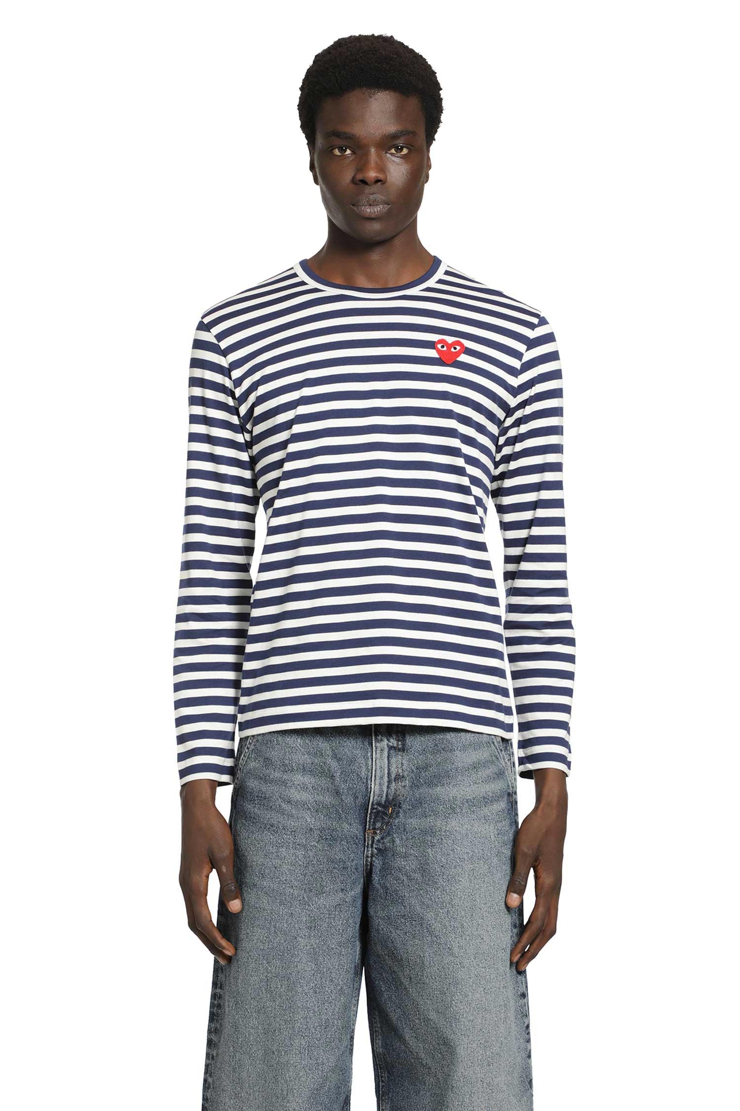 Striped Heart Long Sleeve T-Shirt Comme des garcons оригінал – Купити в Україні – боковий вид