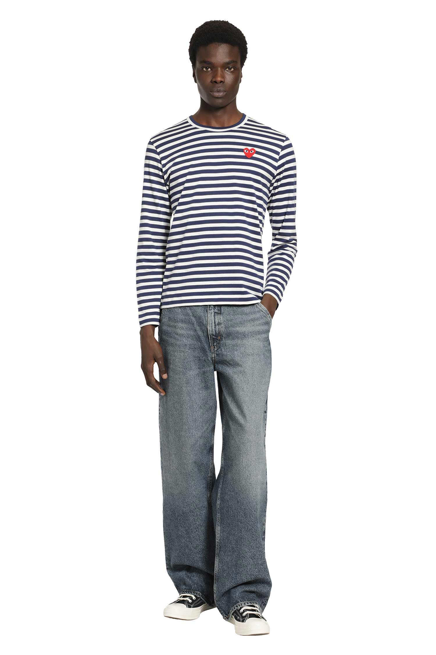 Striped Heart Long Sleeve T-Shirt Comme des garcons оригінал – Купити в Україні – збільшений вид