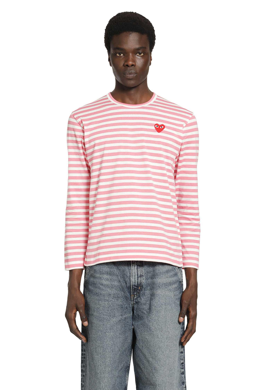 Striped Heart Long Sleeve T-Shirt Comme des garcons оригінал – Купити в Україні – боковий вид