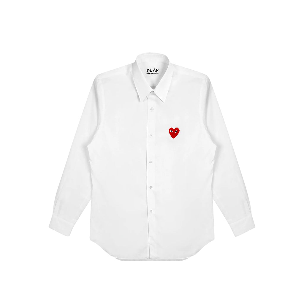 Play Mens Woven White Shirt Comme des garcons – Гарантія оригінальності – боковий вид