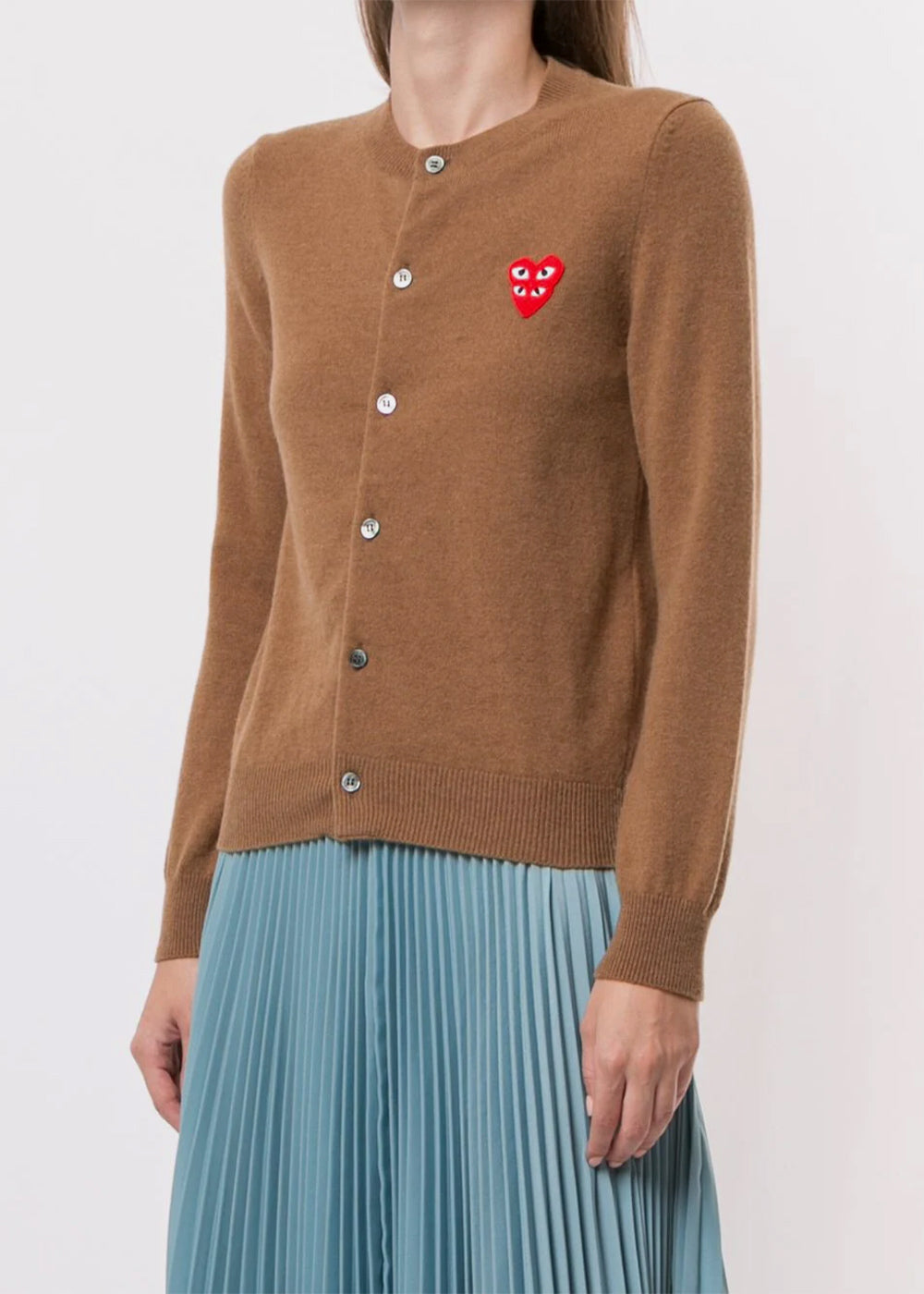Brown & Red Heart Patch Cardigan Comme des garcons оригінал – Купити в Україні – вид ззаду
