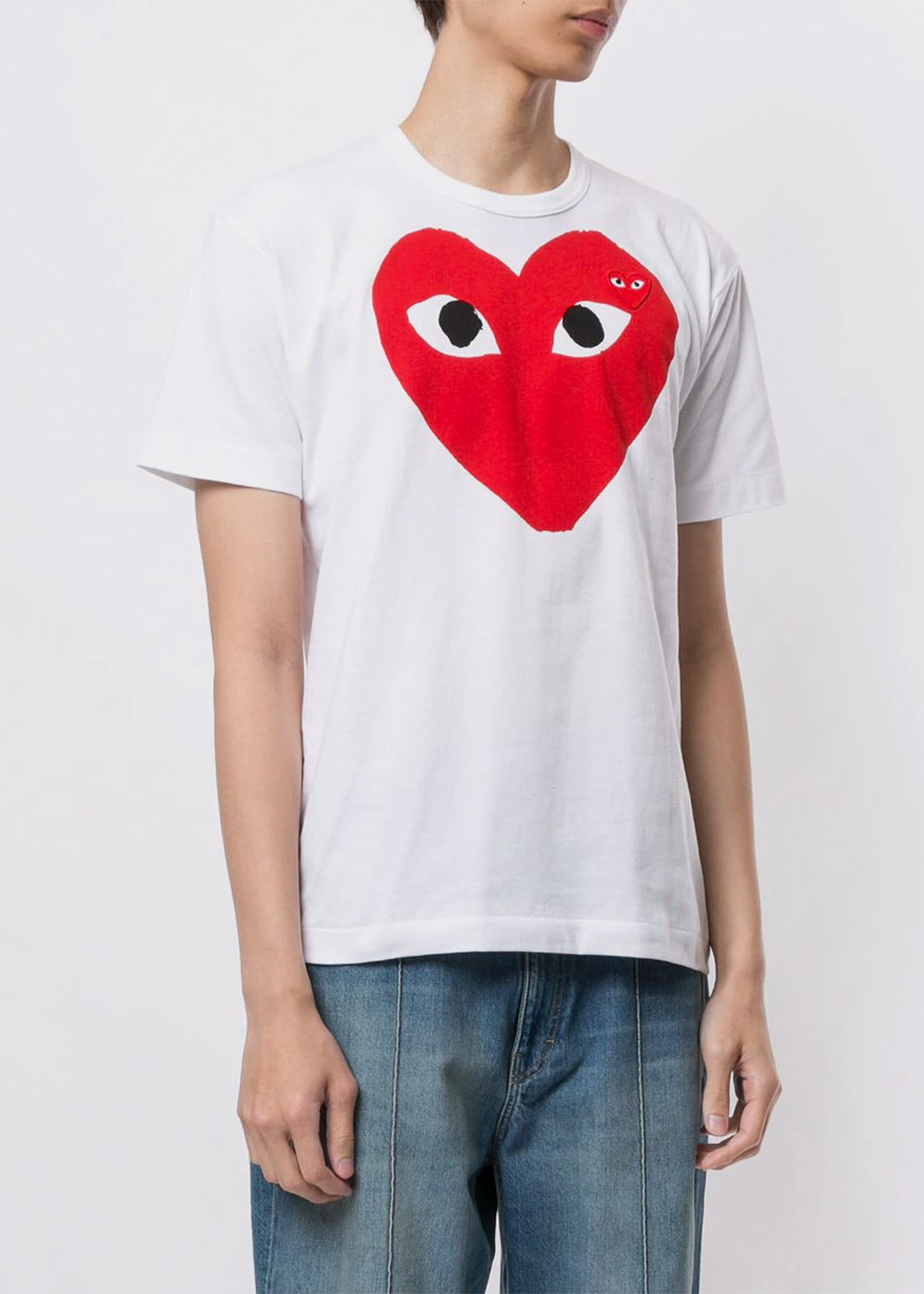 White & Red Hearts T-Shirt Comme des garcons – Гарантія оригінальності – вид ззаду