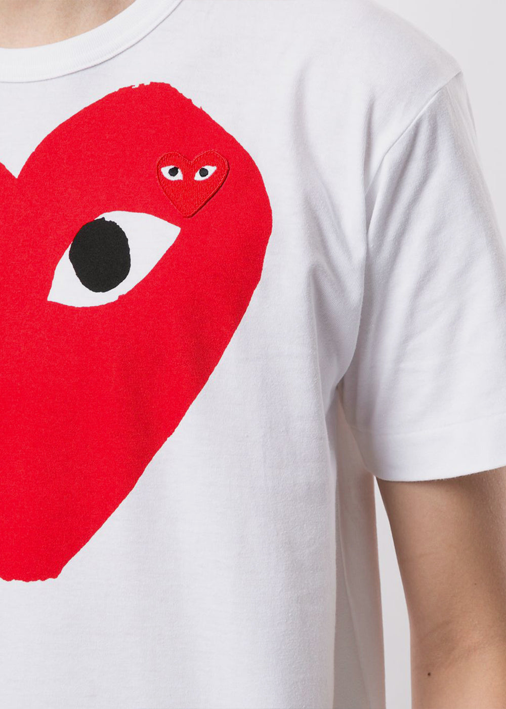 White & Red Hearts T-Shirt Comme des garcons – Гарантія оригінальності – збільшений вид