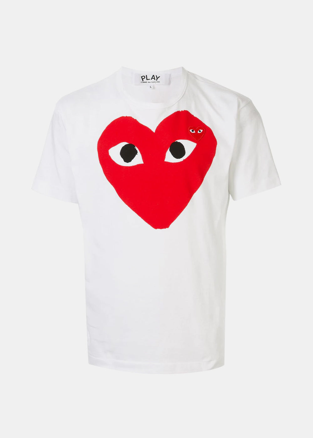 White & Red Hearts T-Shirt Comme des garcons – Гарантія оригінальності – боковий вид