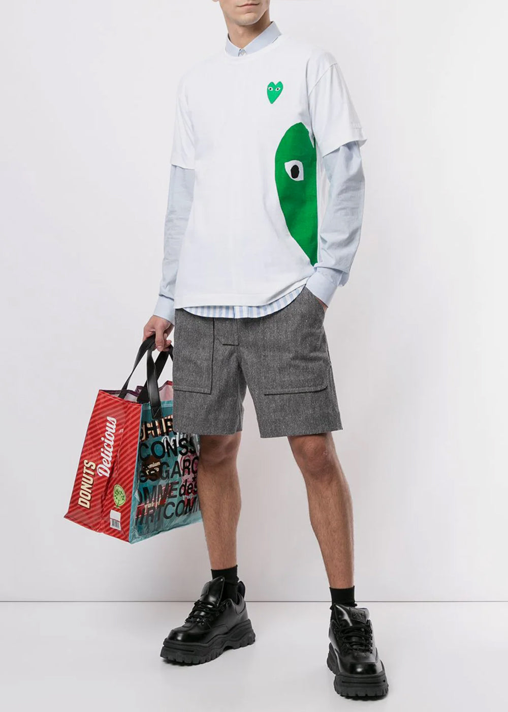 White & Green Hearts T-Shirt Comme des garcons оригінал – Купити в Україні – збільшений вид