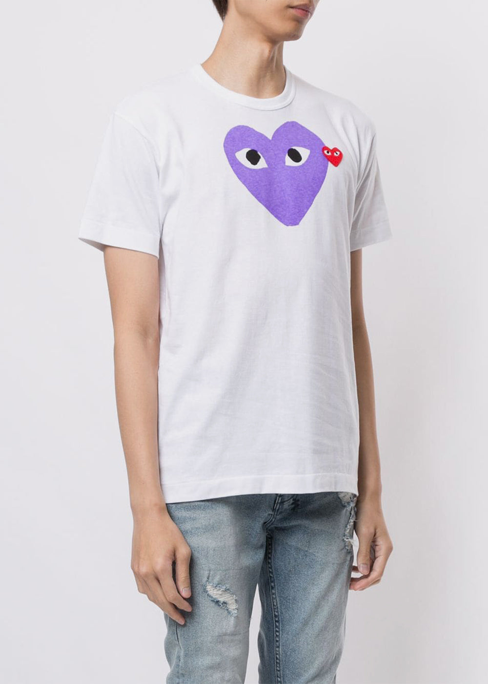 White & Purple Hearts T-Shirt Comme des garcons оригінал – Купити в Україні – вид ззаду