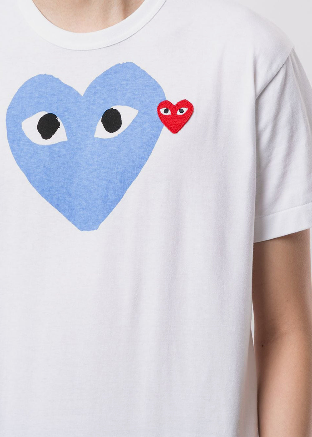 White & Blue Hearts T-Shirt Comme des garcons оригінал – Купити в Україні – збільшений вид