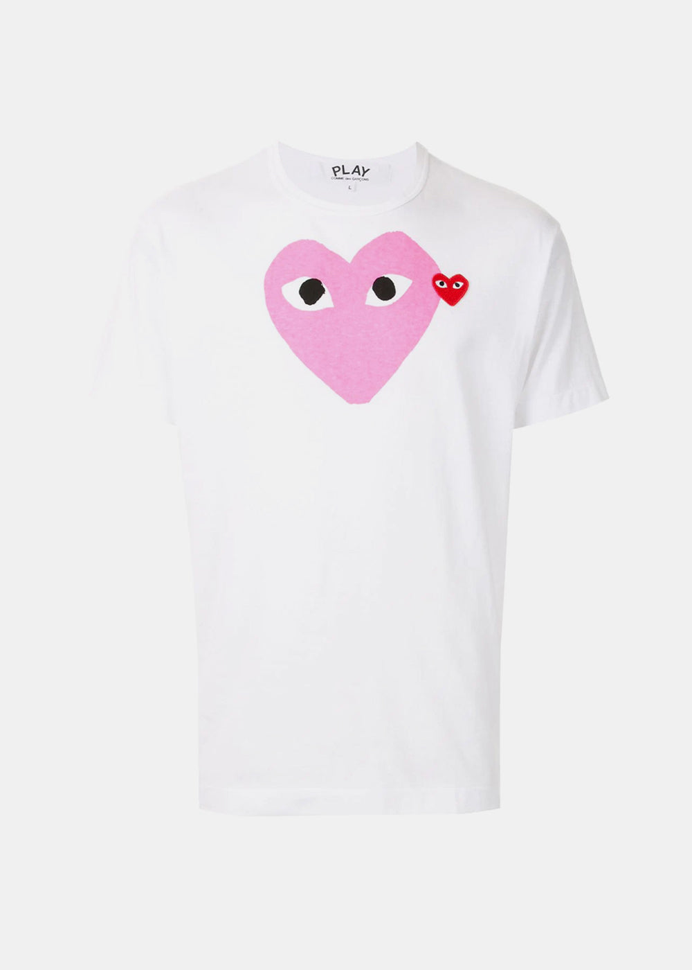 White & Pink Hearts T-Shirt Comme des garcons – Гарантія оригінальності – боковий вид