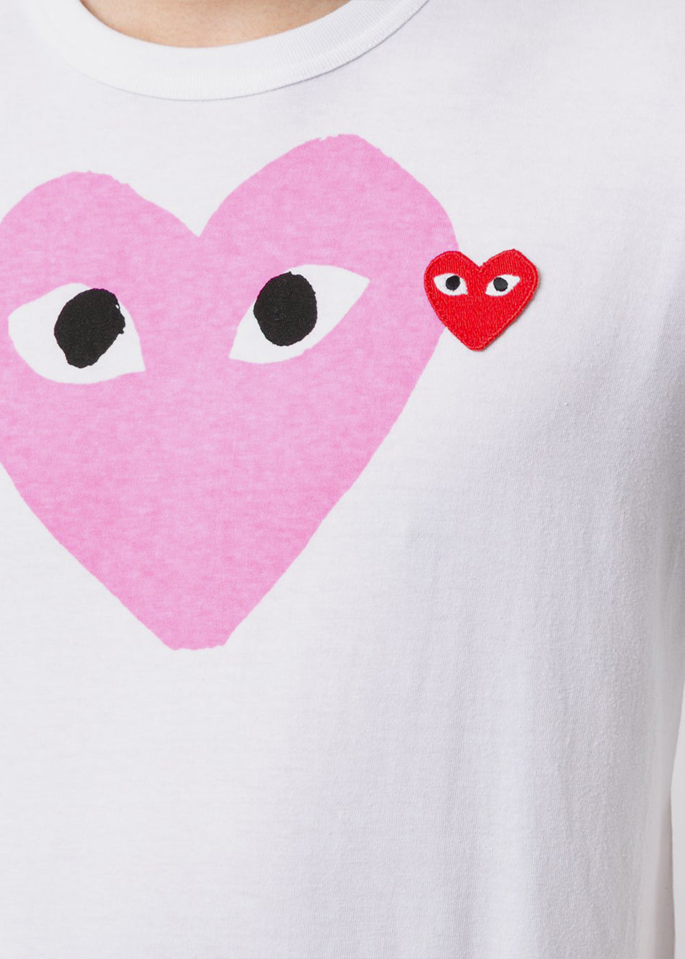White & Pink Hearts T-Shirt Comme des garcons – Гарантія оригінальності – збільшений вид