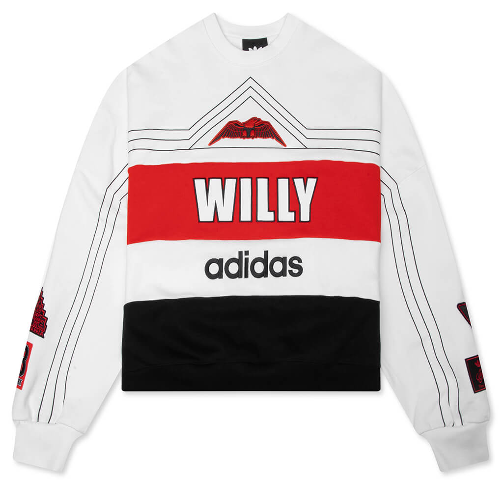 Оригінальна X Willy Chavarria Ny Crewneck Sweatshirt Off White Adidas – боковий вид