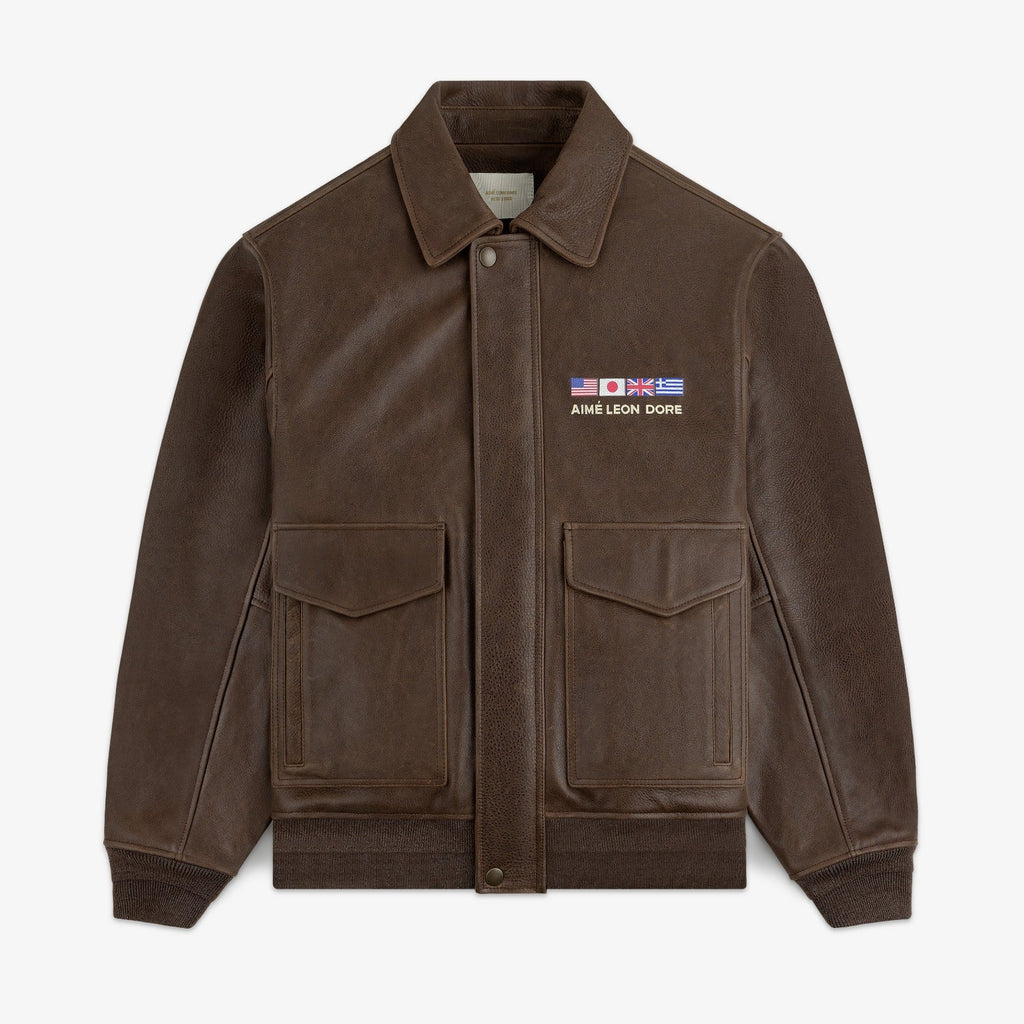 Worlds Borough Leather Flight Jacket Aime leon dore оригінал – Купити в Україні – боковий вид