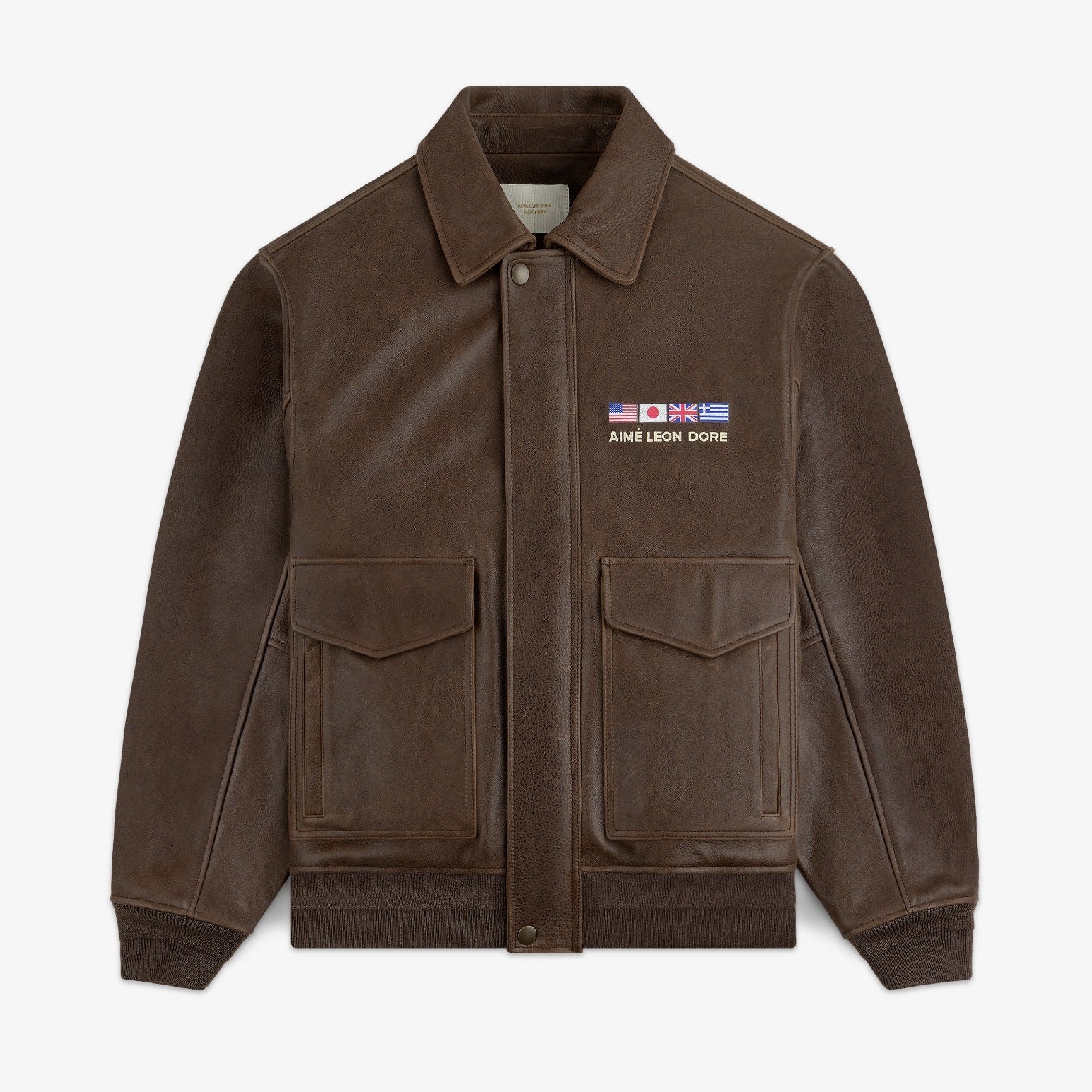 Worlds Borough Leather Flight Jacket Aime leon dore оригінал – Купити в Україні – боковий вид