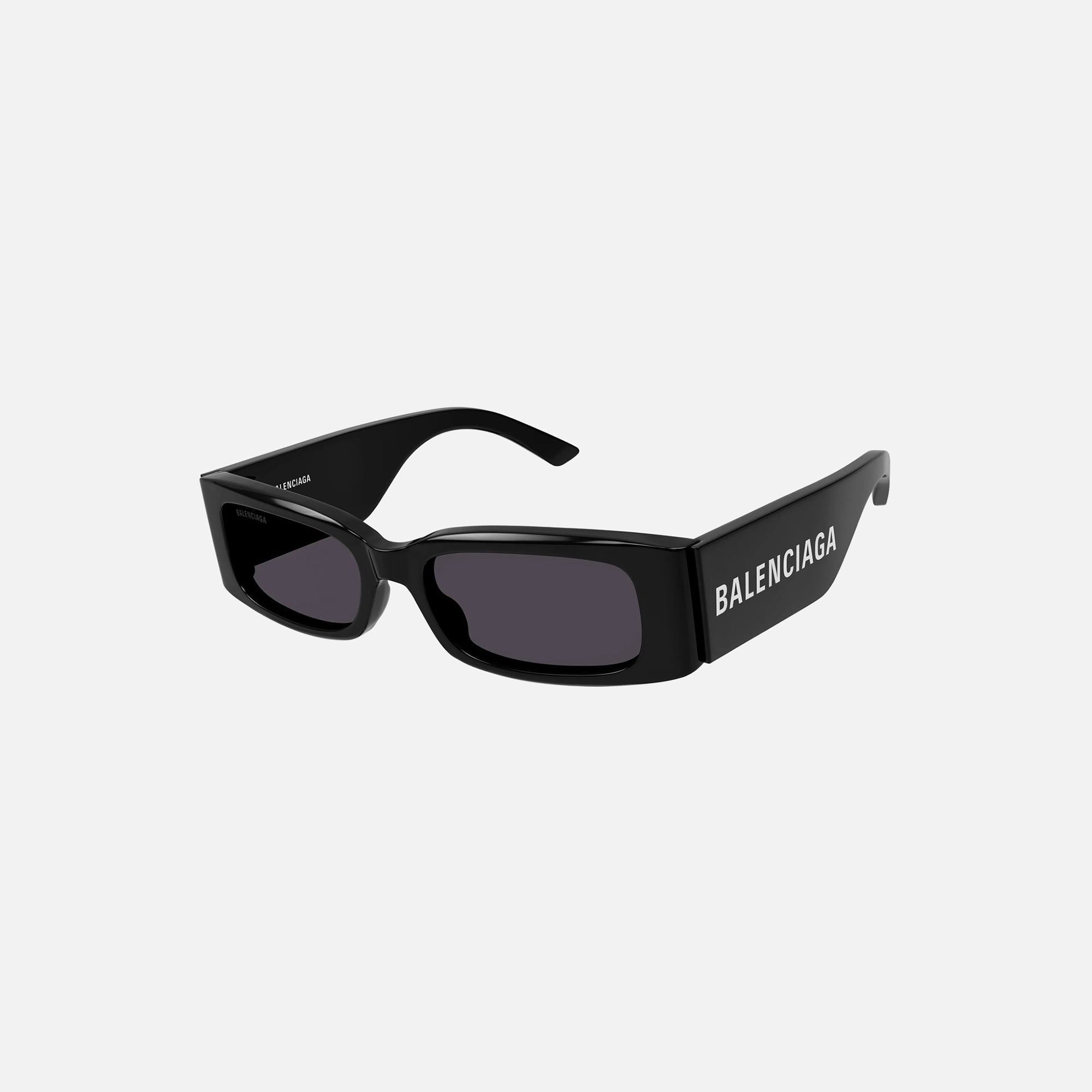 Acetate Square Frame Shiny Solid Black Balenciaga – Гарантія оригінальності – вид ззаду - BALENCIAGA
