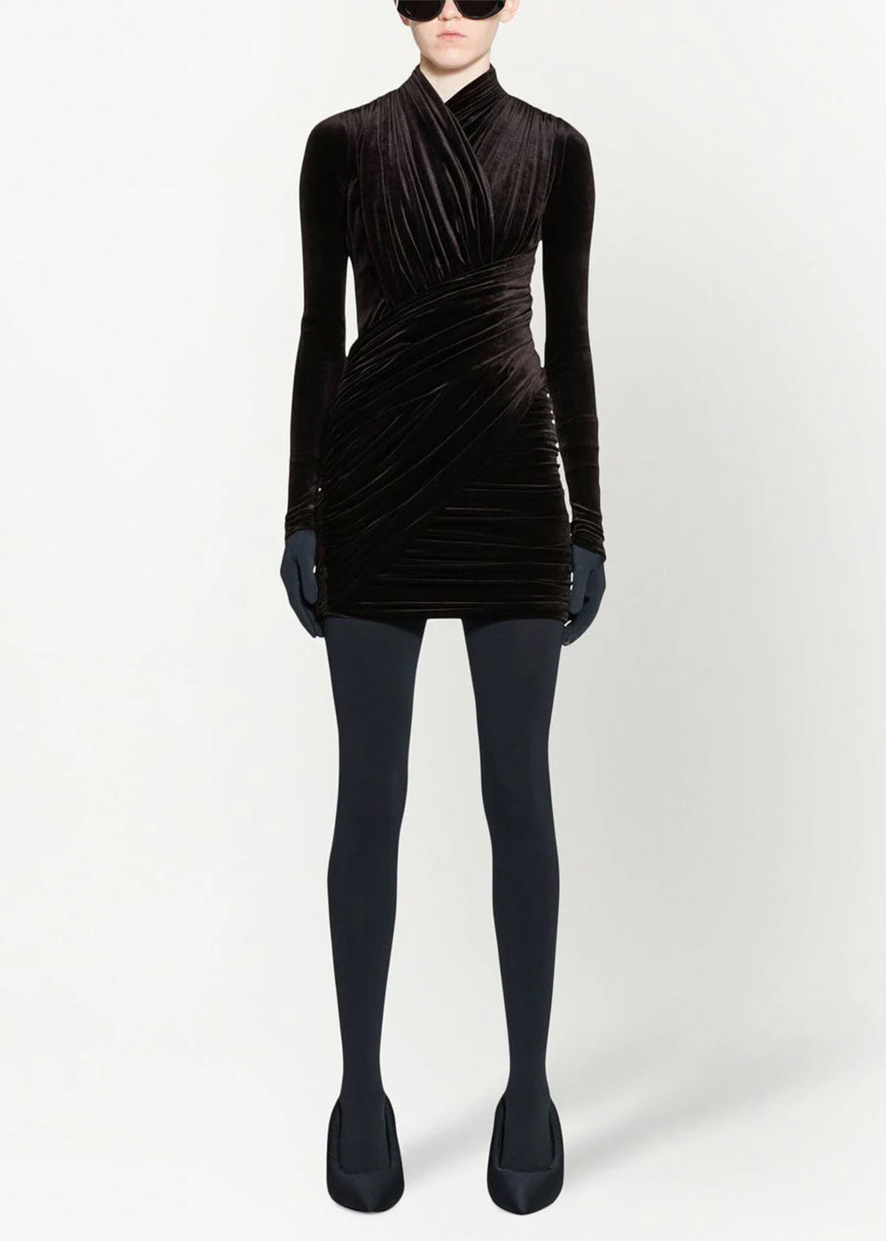 Black Velvet Mini Dress Balenciaga – Гарантія оригінальності – вид ззаду
