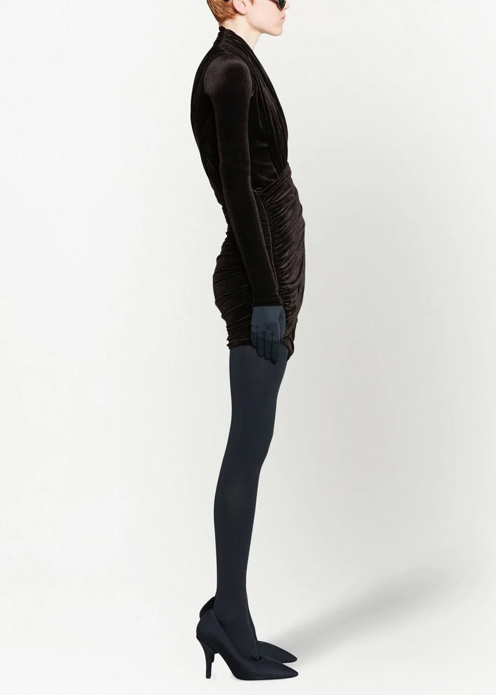 Black Velvet Mini Dress Balenciaga – Гарантія оригінальності – детальний вид