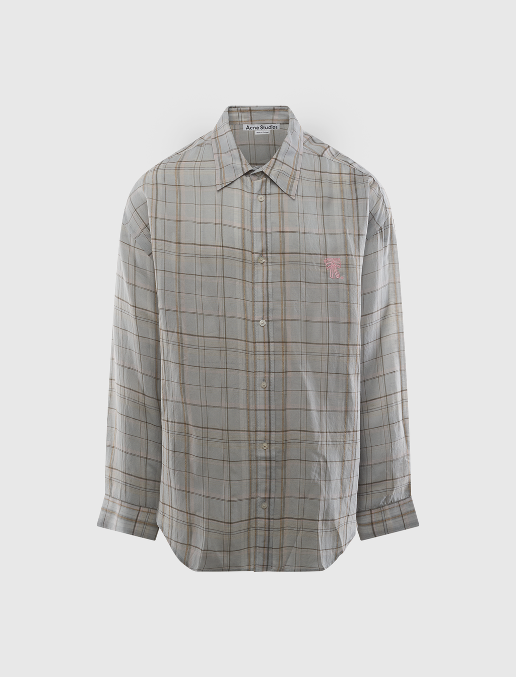 Оригінальна Linen Check Button-Up Shirt Acne studios – боковий вид