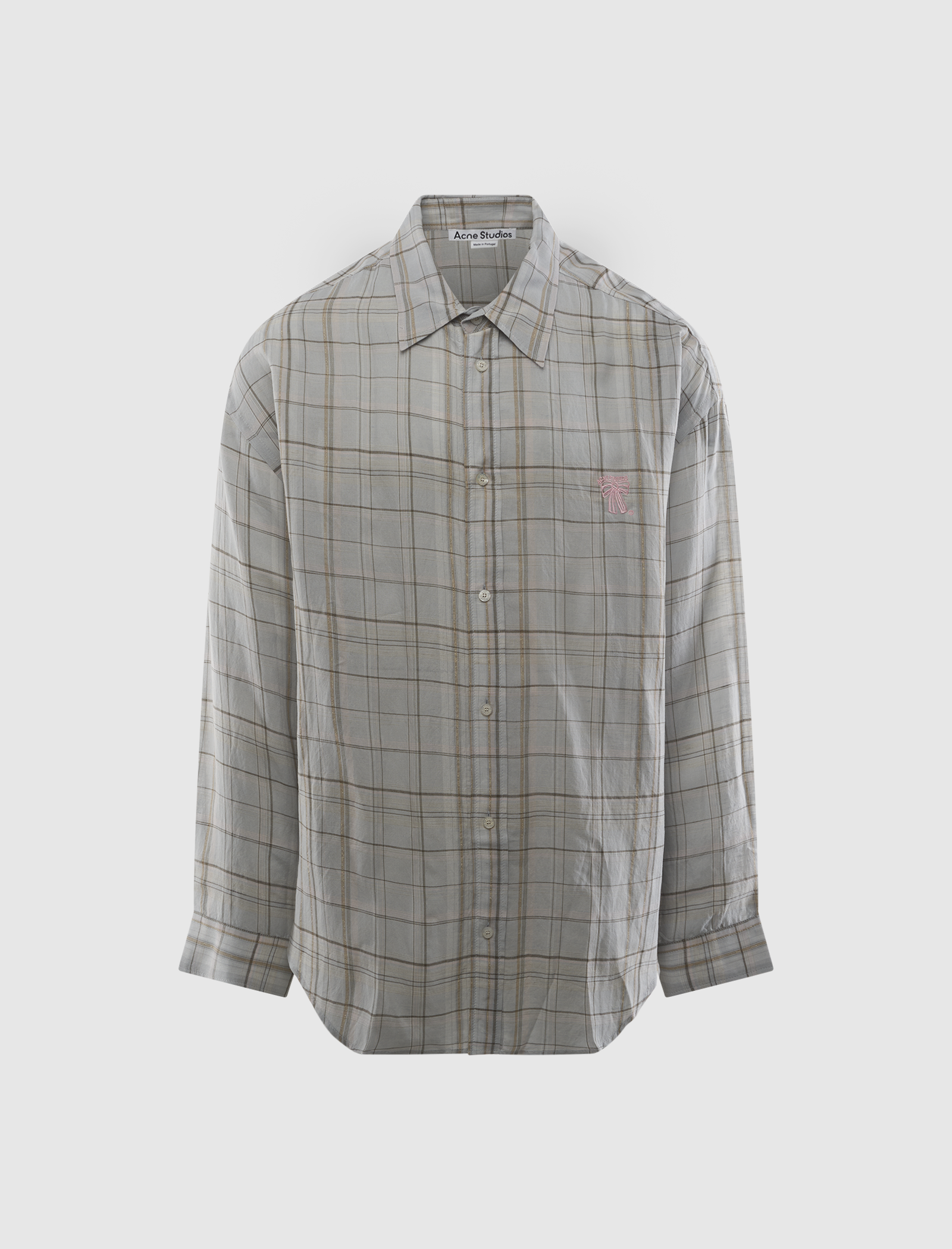 Оригінальна Linen Check Button-Up Shirt Acne studios – боковий вид