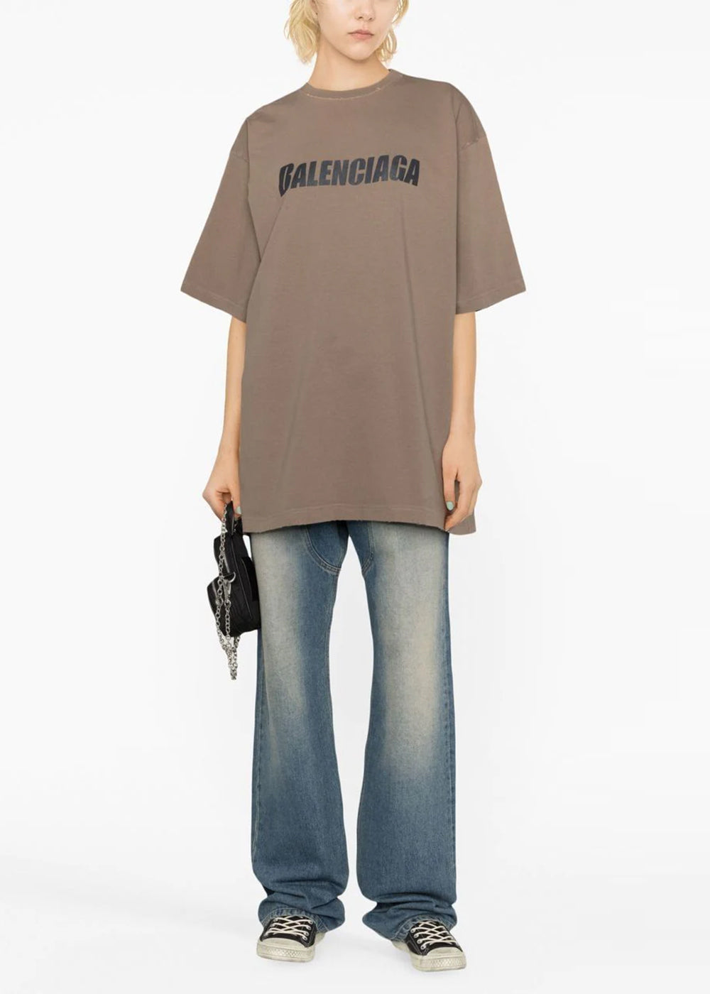 Brown Logo-Print T-Shirt Balenciaga оригінал – Купити в Україні – вид ззаду