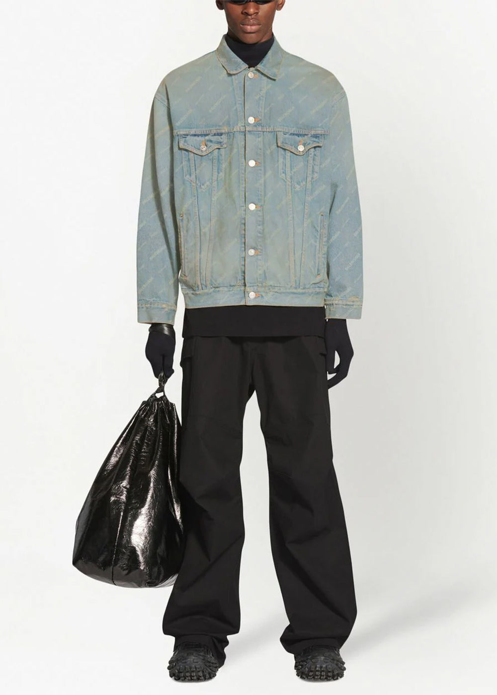 Оригінальна Logo-Print Oversized Denim Jacket Balenciaga – вид ззаду
