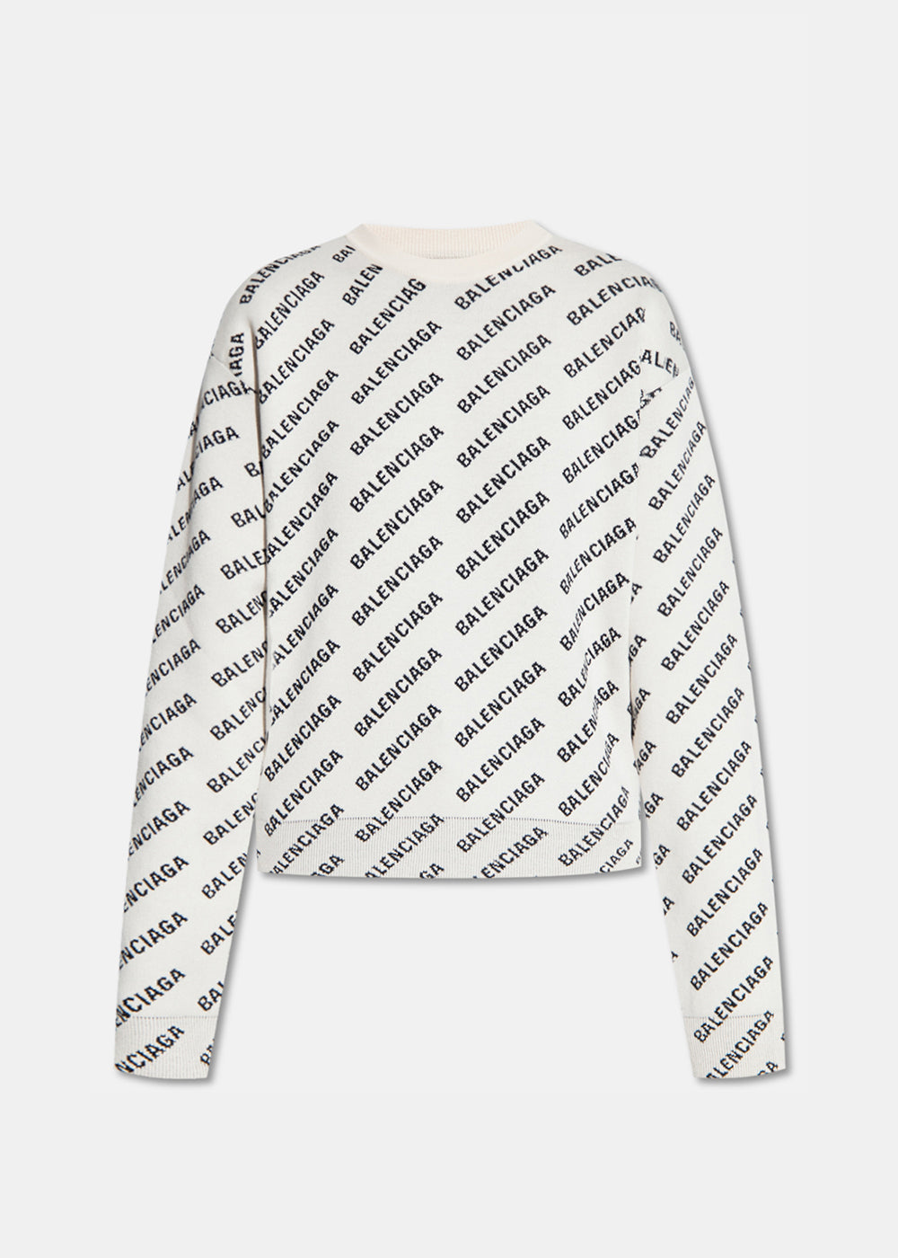 White Mini Logo All-Over Crewneck Sweater Balenciaga оригінал – Купити в Україні – боковий вид