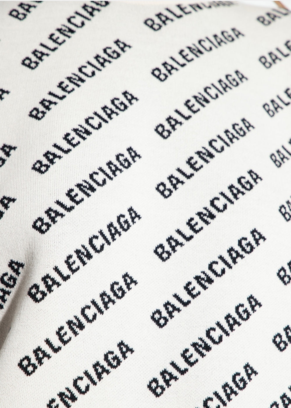 White Mini Logo All-Over Crewneck Sweater Balenciaga оригінал – Купити в Україні – вид ззаду