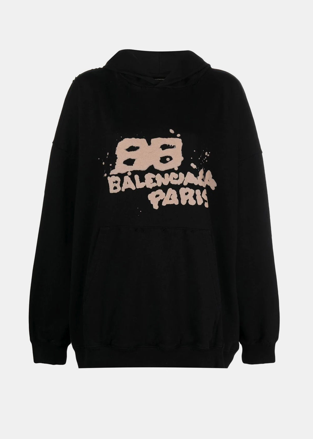 Black Large Fit Logo-Print Hoodie Balenciaga – Гарантія оригінальності – боковий вид