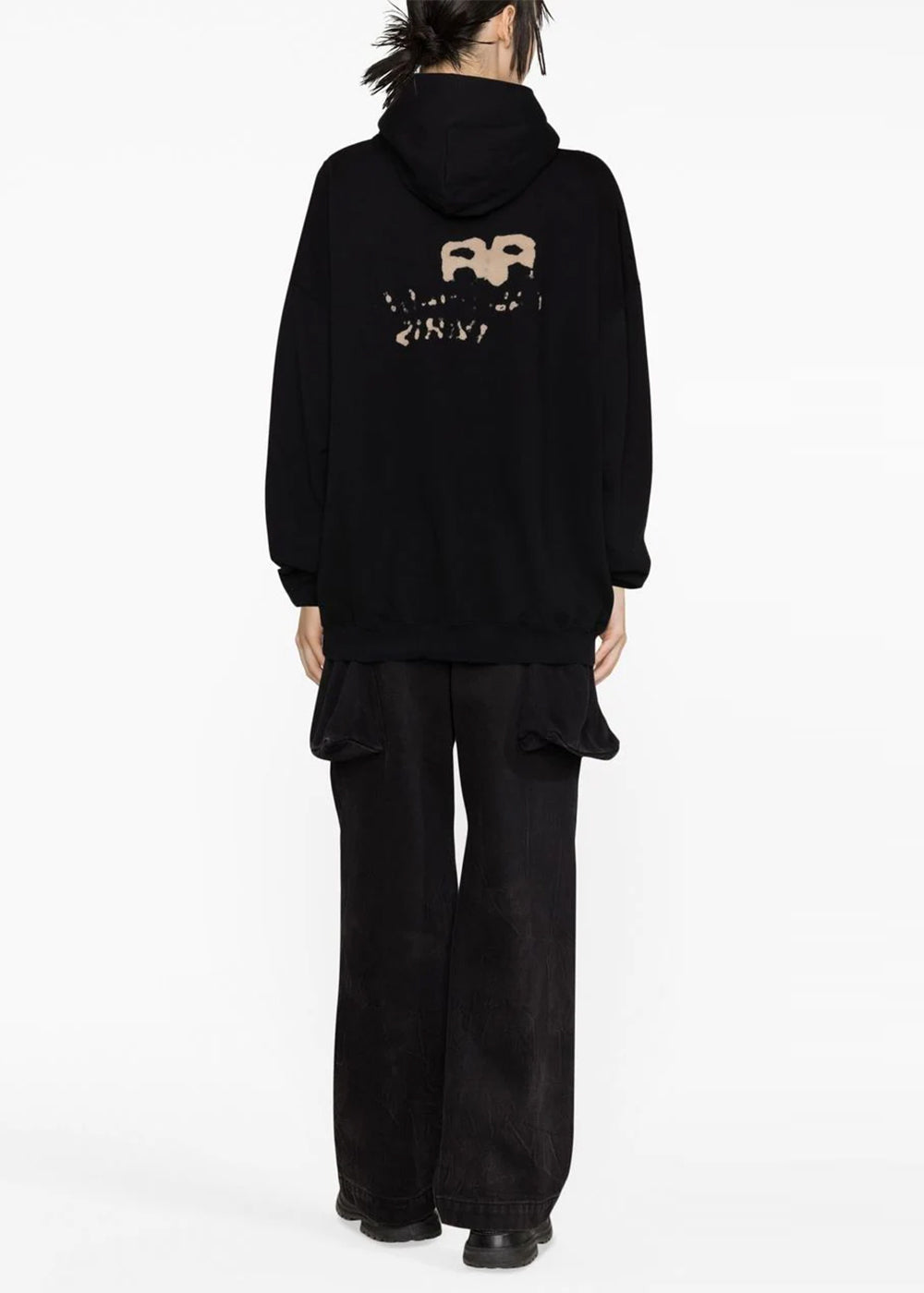 Black Large Fit Logo-Print Hoodie Balenciaga – Гарантія оригінальності – збільшений вид