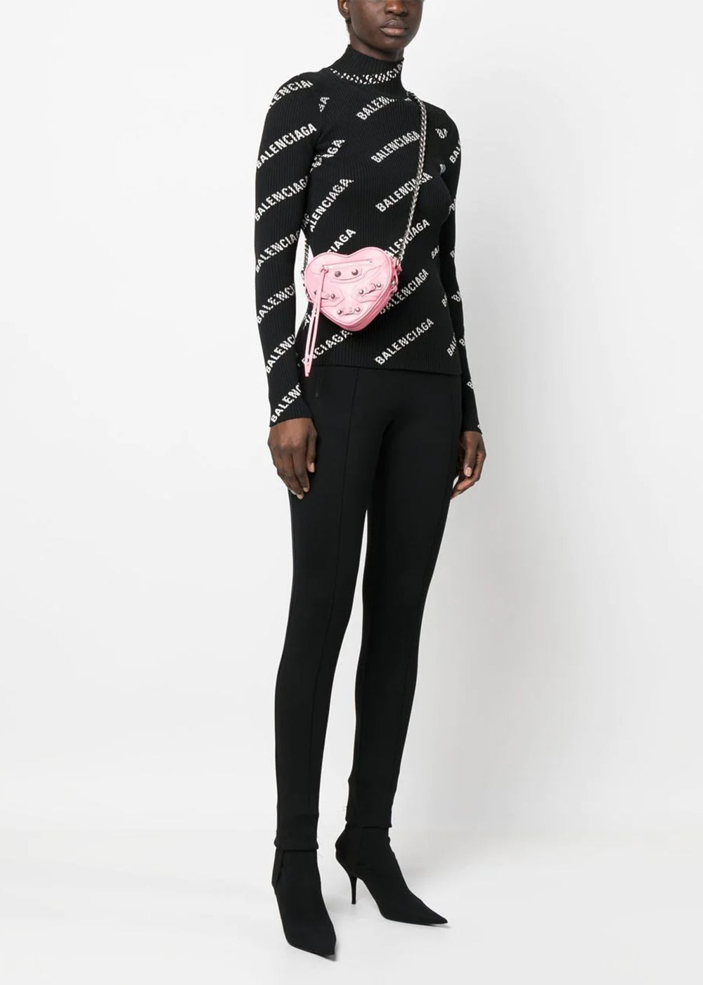 Pink Mini Le Cagole Heart Leather Crossbody Bag Balenciaga оригінал – Купити в Україні – вид ззаду