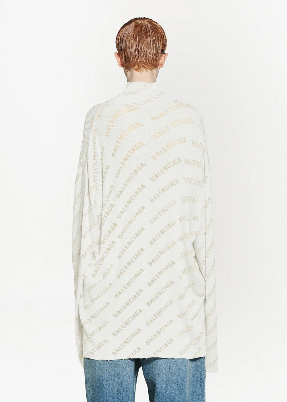 Оригінальна Light Grey Logo-Print Ribbed-Knit Jumper Balenciaga – детальний вид