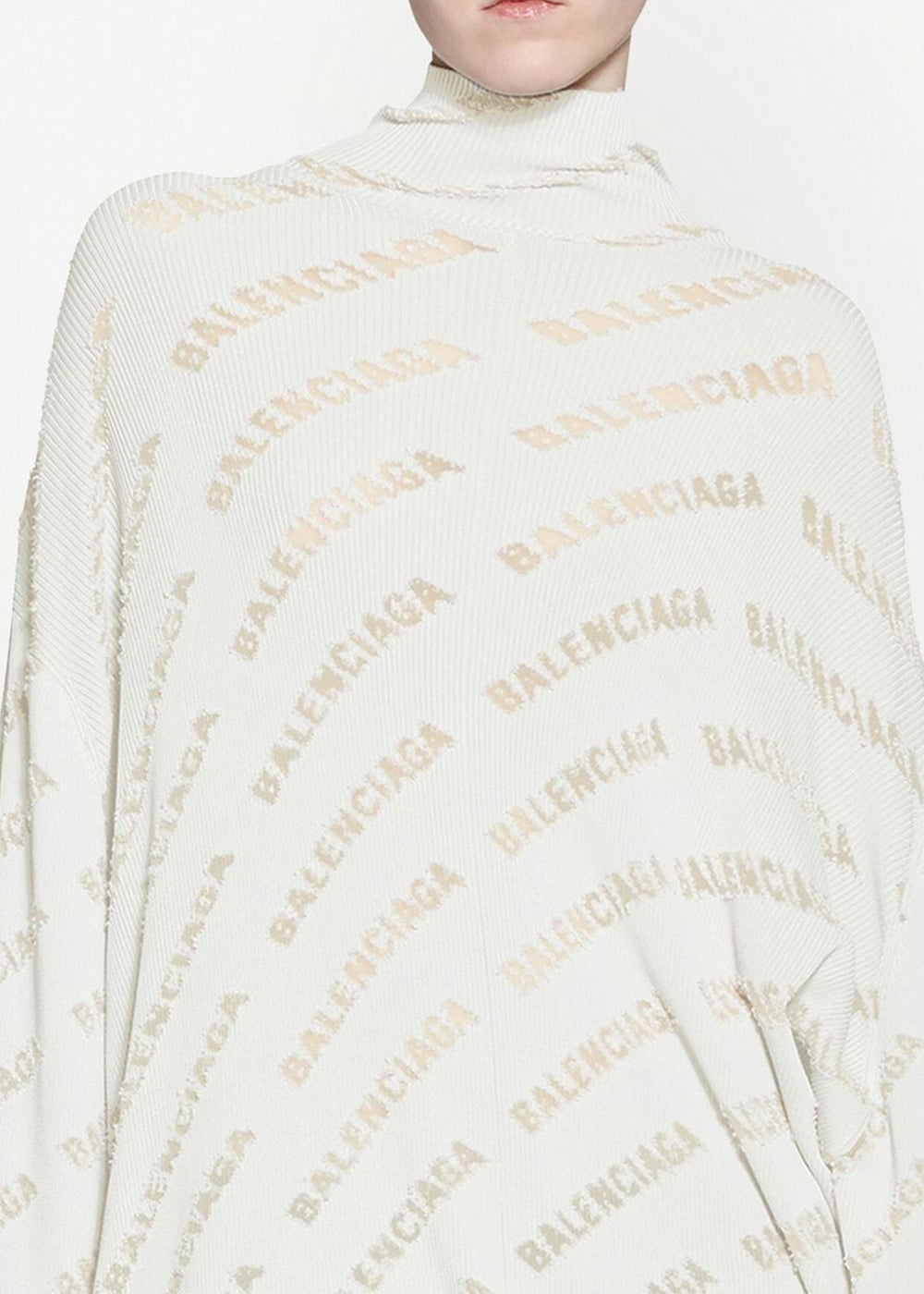 Оригінальна Light Grey Logo-Print Ribbed-Knit Jumper Balenciaga – збільшений вид