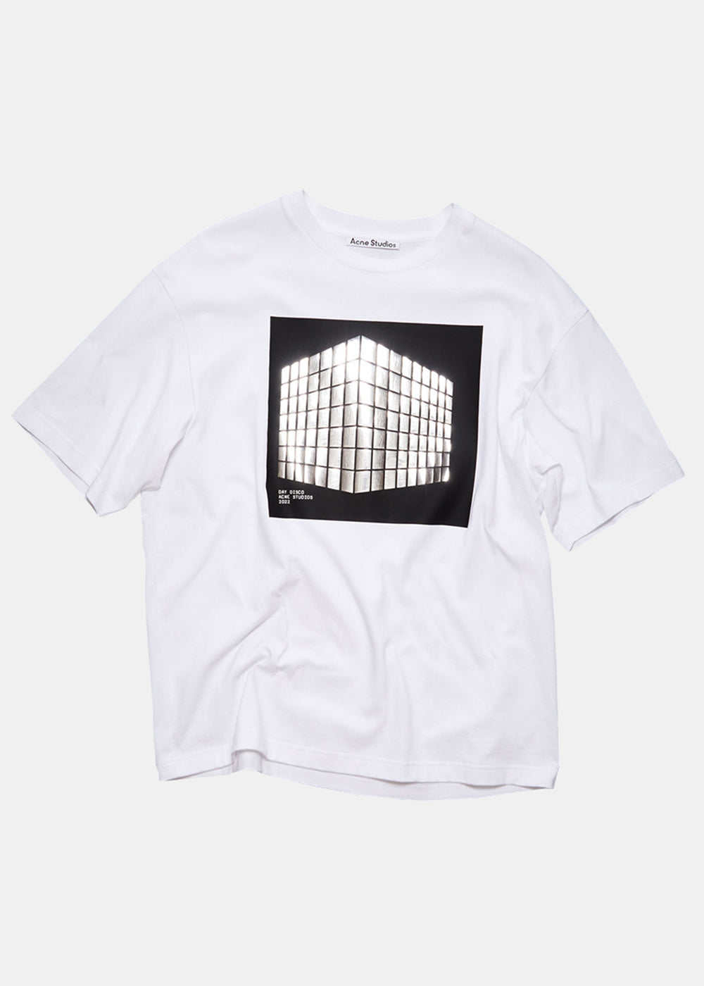 Оригінальна White Square Disco Print T-Shirt Acne studios – боковий вид