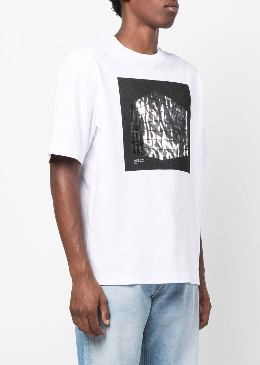 Оригінальна White Square Disco Print T-Shirt Acne studios – збільшений вид