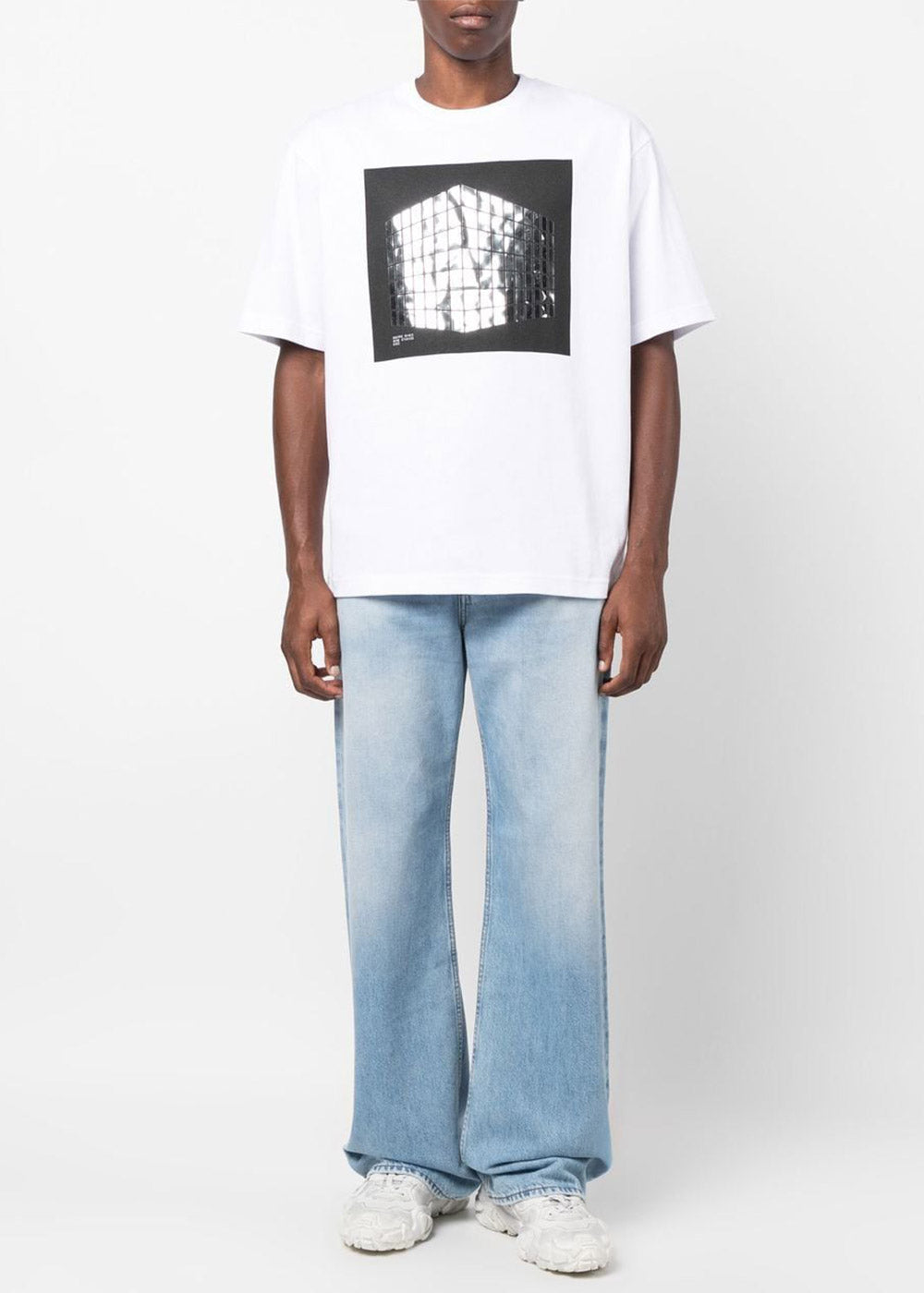 Оригінальна White Square Disco Print T-Shirt Acne studios – вид ззаду