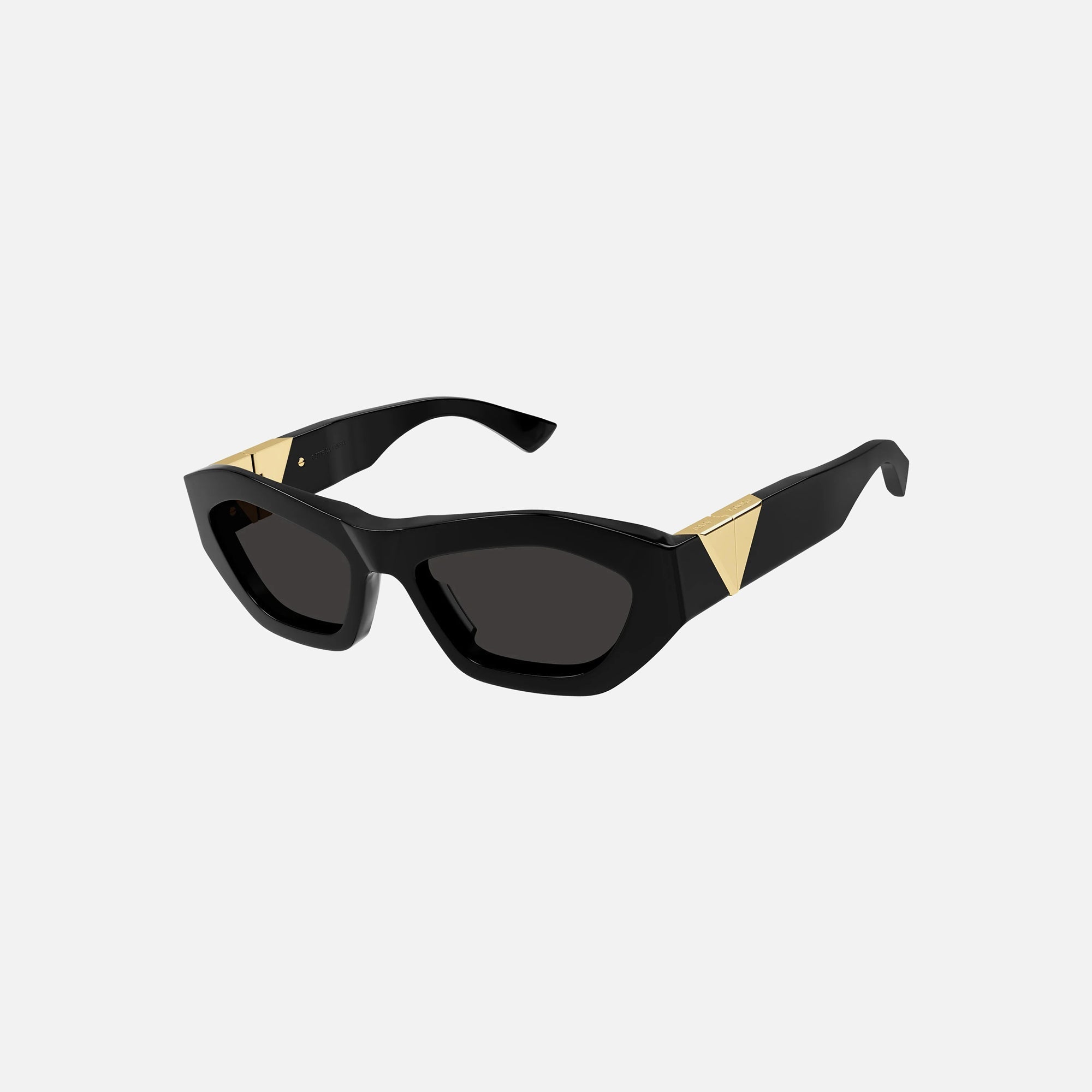 Оригінальна Acetate Square Frame With Gold Triangle Hinge Black With Grey Lens Bottega veneta – боковий вид