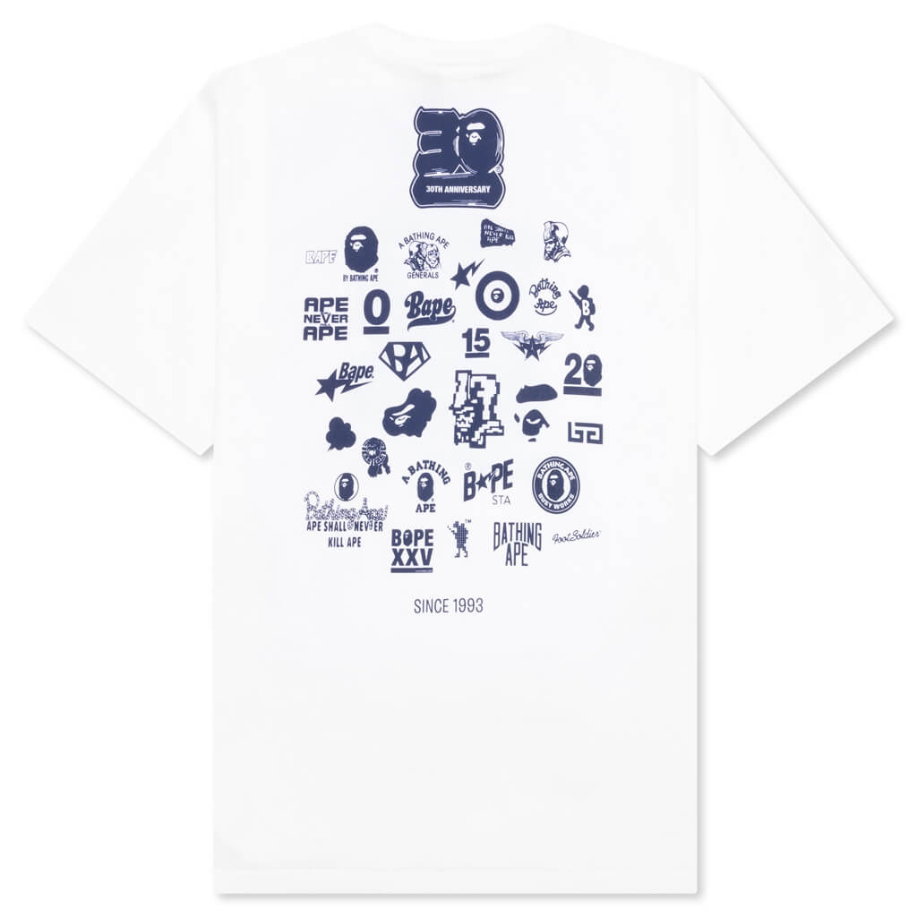 Оригінальна 30th Anniversary Tee #2 White A bathing ape – вид ззаду