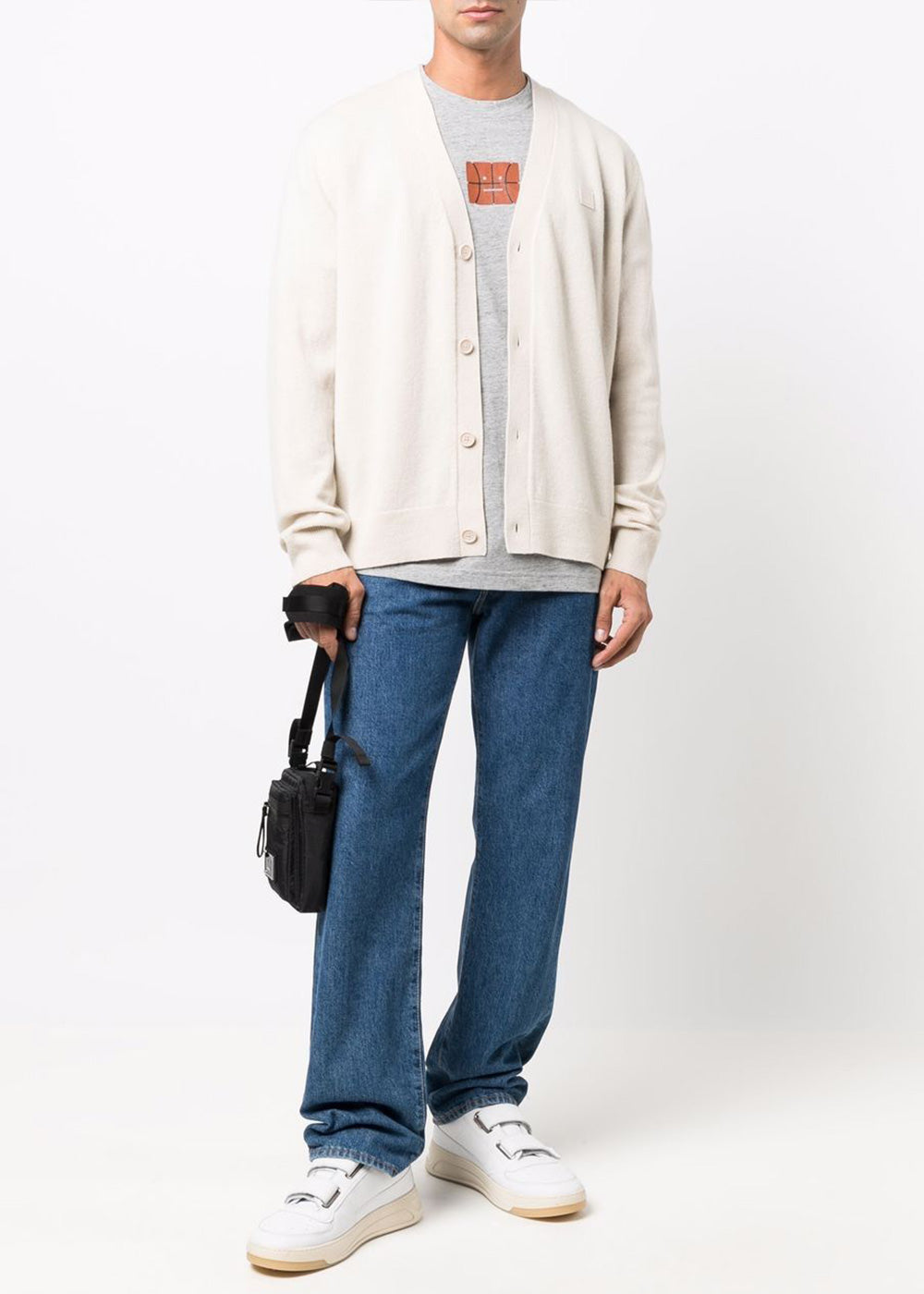 Оригінальна Oatmeal Melange Keve Face Cardigan Acne studios – збільшений вид