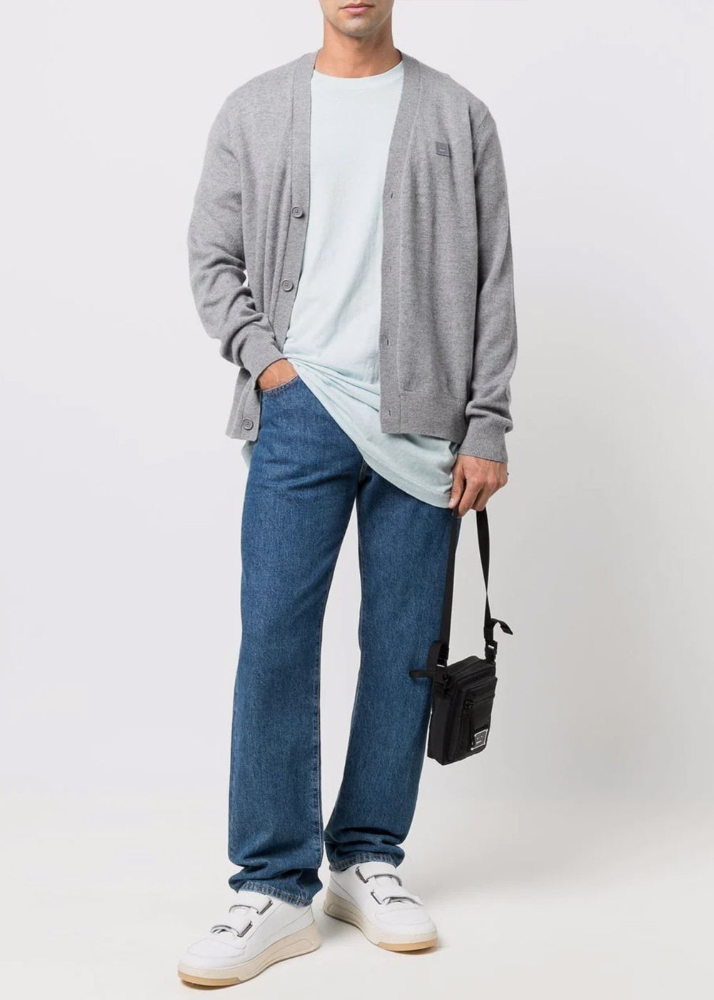 Grey Melange Keve Face Cardigan Acne studios оригінал – Купити в Україні – збільшений вид
