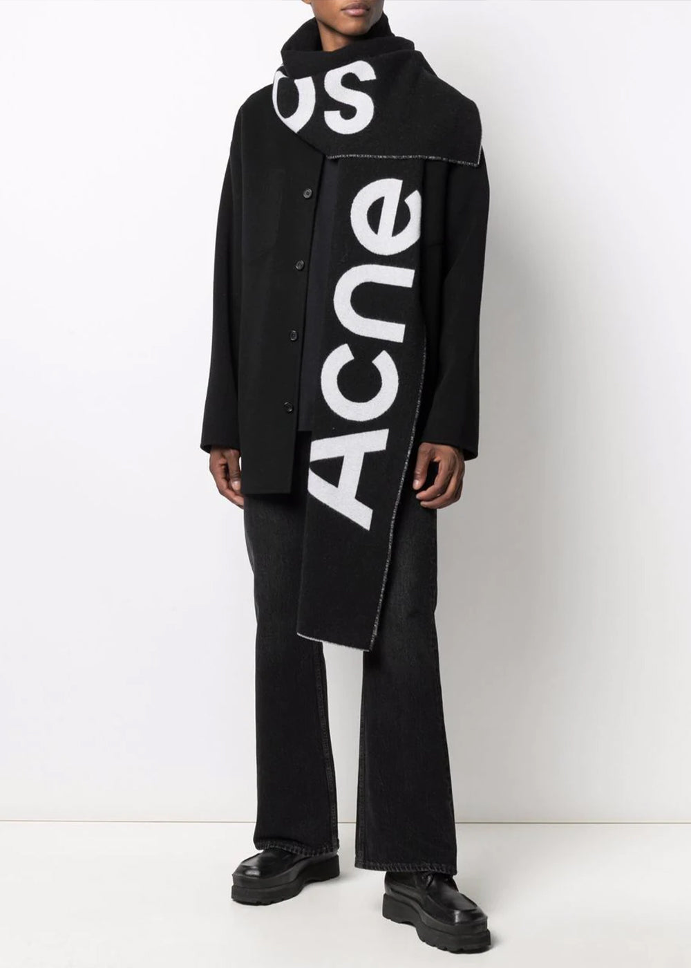 Black & White Logo Wool Scarf Acne studios оригінал – Купити в Україні – вид ззаду