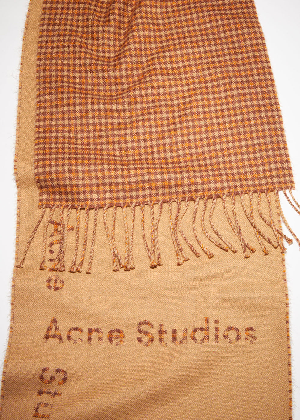 Camel Brown Logo Wool Scarf Acne studios оригінал – Купити в Україні – вид ззаду