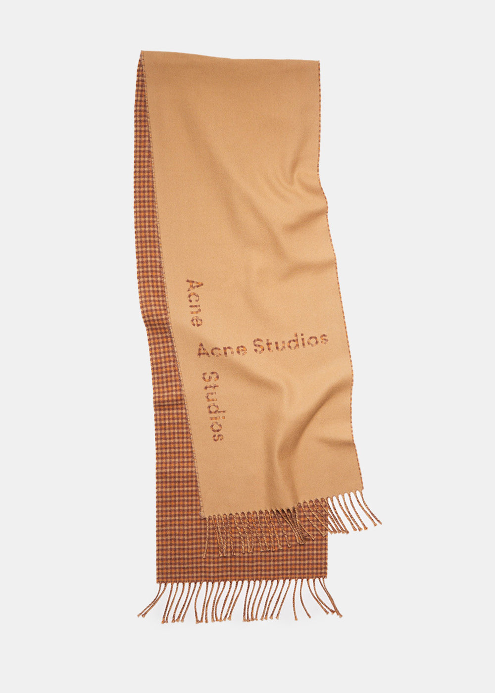 Camel Brown Logo Wool Scarf Acne studios оригінал – Купити в Україні – боковий вид